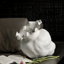 Axyaa White Ceramic Irregular Flower Vase, Hand-made Ornaments for Floral Arrangements