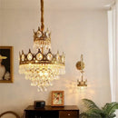 Axyaa Golden Crown Crystal Chandelier LED Pendant Lamp for Living Room