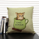 Axyaa Cartoon Animal Print 45x45cm Linen Cushion Cover - Sofa, Car, Chair Pillow Case