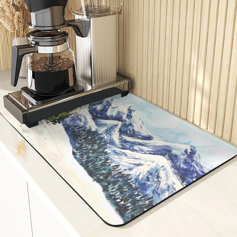 Axyaa Four Seasons Pattern Table Placemats - Absorbent Cup Stand Mats
