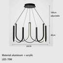 Axyaa Nordic U-Shaped LED Chandelier in Black Gold for Home Decor