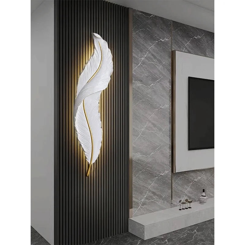 Modern Luxury LED Feather Wall Sconces by Axyaa for Bedroom and Living Room