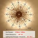 Axyaa Flower Leaf Crystal Chandelier Ceiling Light Gold/Black G9 Tricolor Lamp