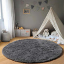 Axyaa Soft Shaggy Round Area Rug for Living Room Kids Bedroom Gray