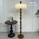 Axyaa Retro Wabi Sabi Floor Lamp with Chinese Fabric Lampshade and LED Light