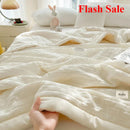 Axyaa Summer Quilt: Washed Waffle Wide Hem Soybean & Cloud Cotton Thin Quilt