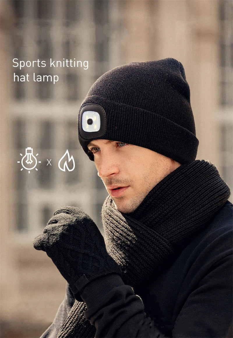 Axya LED Beanie Hat with Light: Winter Knitted Night Light Cap