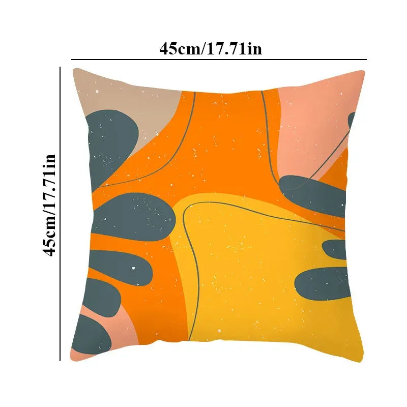 Orange Geometric Leaf Lines Pillowcase by Axyaa - Home Decor and Cozy Throw Pillows