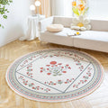 Axyaa Round Boho Cotton Linen Rug with Tassel Detail