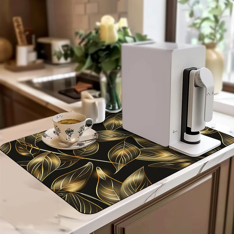 Axyaa Branches Leaves Kitchen Bathroom Drying Mat Branches Leaves Antiskid Drain Pad
