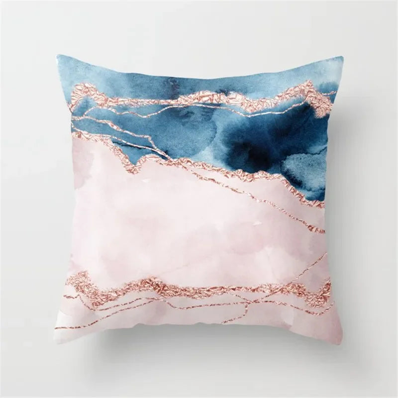 Pink Glitter Letter Flower Geometric Cushion Cover by Axyaa