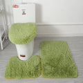 Axyaa 3 Piece White Bathroom Rugs Sets Non-Slip Bath Mats Lid Cover Contour Mat