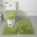 Axyaa 3 Piece White Bathroom Rugs Sets Non-Slip Bath Mats Lid Cover Contour Mat
