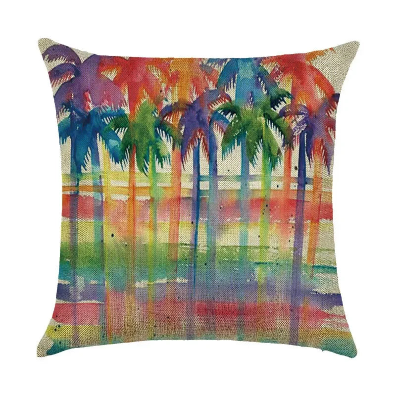 Axyaa Cartoon Pattern Linen Pillowcase - Home Sofa Decorative Cushion Cover