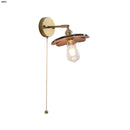 Axyaa Walnut Wood LED Wall Light Fixture with Pull Chain Switch