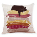 Axyaa Cat Print Linen Pillowcase 45x45cm Home Decor Cushion Cover