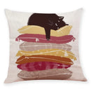 Axyaa Cat Print Linen Pillowcase 45x45cm Home Decor Cushion Cover