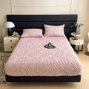 Axyaa Plush Jacquard Velvet Fitted Bed Sheet for Double King Queen Bed