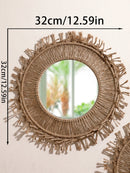 Axyaa Boho Macrame Round Wall Mirror Home Decor