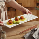 Axyaa Stone Pattern Long Strip Ceramic Sushi Plate Set
