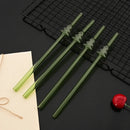 Axyaa Green Glass Straws: 9Pcs Eco-friendly High Borosilicate Glass Drinking Straws