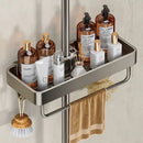 Axyaa Shower Head Holder Wall Mount Shampoo Rack with Integrated Storage Shelf