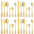 Axyaa Gold Stainless Steel Dinnerware Set - 24Pcs Flatware Cutlery Kit