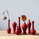 Axyaa Chinese Style Red Ceramic Vase Set Zen Tea Mat Decorative Flower Arrangement