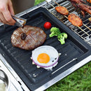 Axyaa Reversible Cast Iron BBQ Grill Pan for Outdoor Cooking