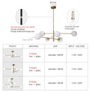 Axyaa Glass Brass Chandelier: Nordic Modern Pendant Light for Home Decor, Living Room, Bedroom, Restaurant