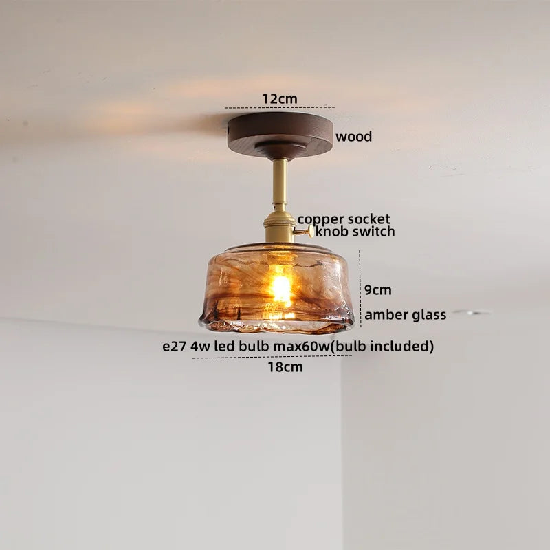 Axyaa Green Glass LED Ceiling Lights for Modern Indoor Lighting
