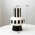 Axyaa Striped Ceramic Vase for Flowers Desk Decor Artifical Arrangement Aesthetic Ornament