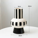 Axyaa Striped Ceramic Vase for Flowers Desk Decor Artifical Arrangement Aesthetic Ornament