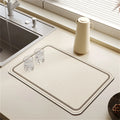 Axyaa Cream Solid Color Coffee Machine Drain Mat - Kitchen Non-Slip Absorbent Drying Mat
