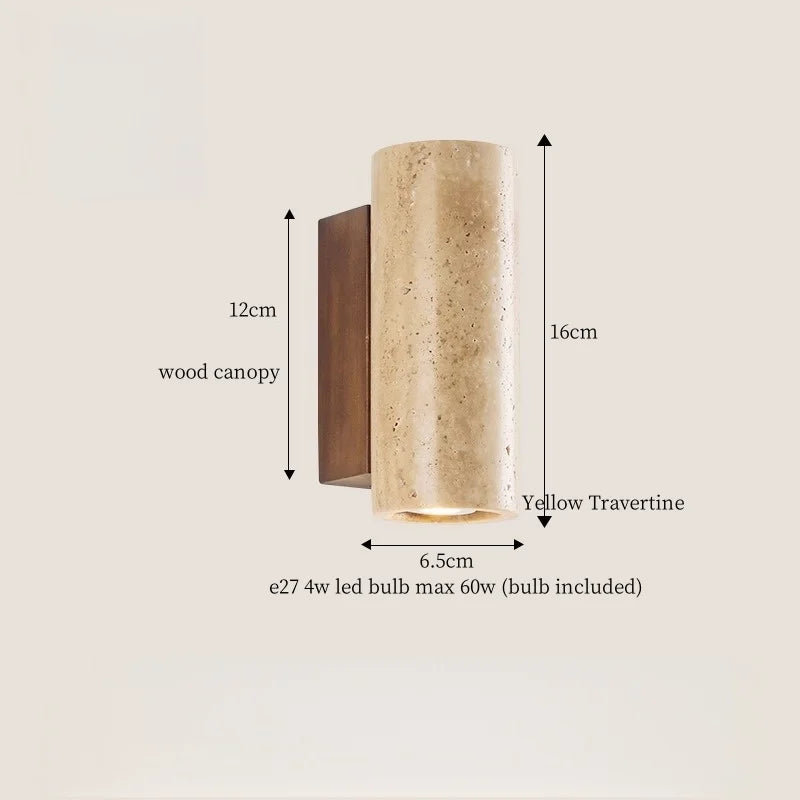 Axyaa Wabi Sabi LED Wall Sconce for Home Lighting in Yellow Travertine