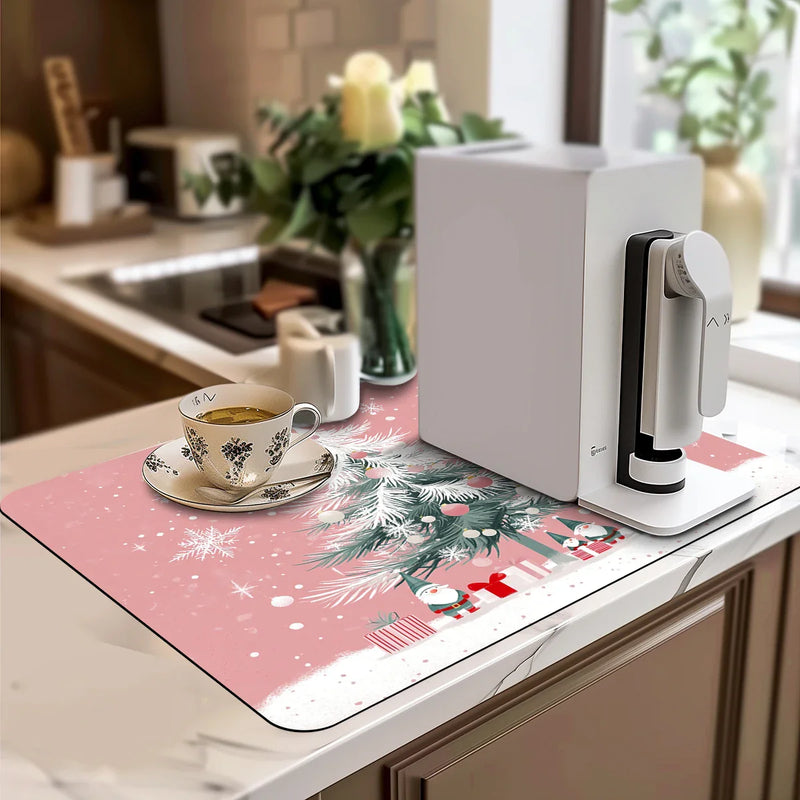 Axyaa Christmas Gift Box Kitchen Bathroom Drying Mat Anti-slip Absorbent Draining Pad
