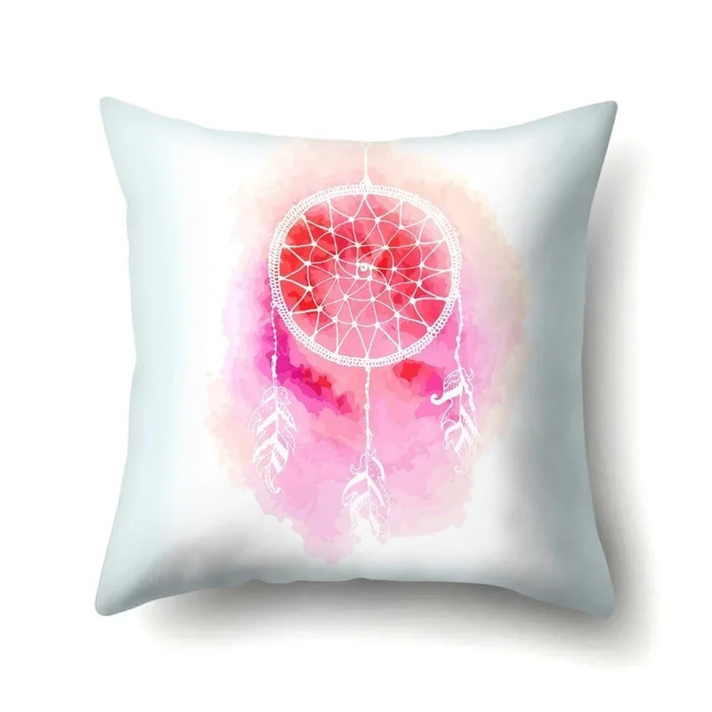 Axyaa Boho Indian Feather Dreamcatcher Pillow Cushion Cover for Home Decor
