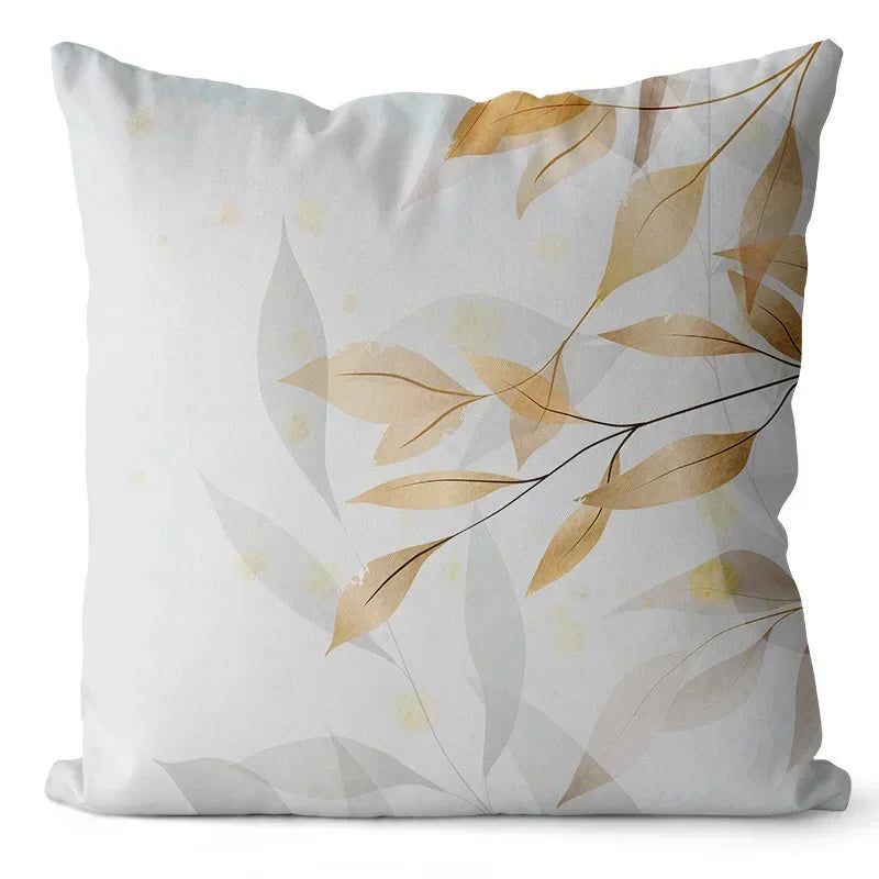 Axyaa Ginkgo Print Cushion Cover - Square Pillowcase for Home Decor