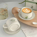 Axyaa Floral Ceramic Mug and Saucer Set - Coffee Afternoon Tea Cup & Dessert Plate