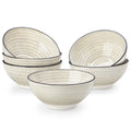 Axyaa 6-Piece Ceramic Bowl Set, Handpainted Stoneware Dinnerware with Spirals