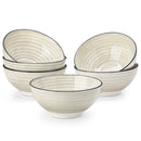 Axyaa 6-Piece Ceramic Bowl Set, Handpainted Stoneware Dinnerware with Spirals