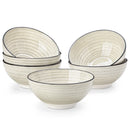 Axyaa Handpainted Spirals Stoneware Bowls Set - 6 Piece 840ML Tableware for Meals