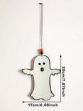 Axyaa Wooden Ghost Hanging Ornament, Cute Beaded Design for Home Decor