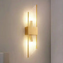 Axyaa Glass Brass Wall Lamp: 3 Color Modes LED Neutral Light for Bedroom, Living Room, Hotel