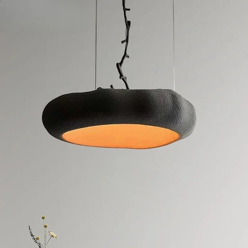 Axyaa Black Pumpkin Japanese Style Ceiling Chandelier - Modern Round Pendant Lamp