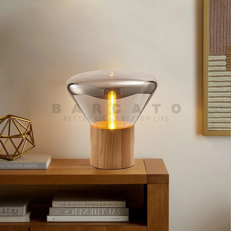 Nordic Glass Table Lamp Floor Wood Lights Modern Luminaires Soft Living Room Axyaa habitat
