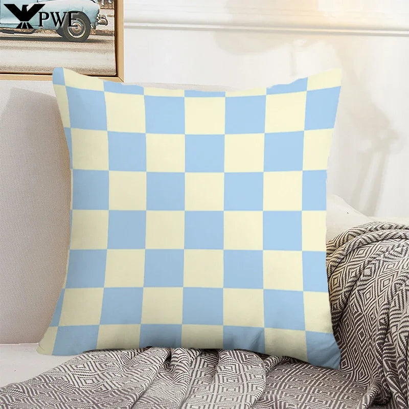 Axyaa Checkerboard Pillow Cases 45x45 Set of 2 Decorative Cushion Covers