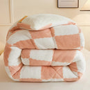 Axyaa Thickened Coral Fleece Checkerboard Queen Size Winter Blanket