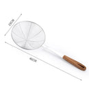 Axyaa Large Stainless Steel Colander with Wooden Handle for Kitchen Filtering and Draining