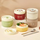 Axyaa Insulated Stainless Steel Bento Lunch Box with Tableware, Microwave Safe